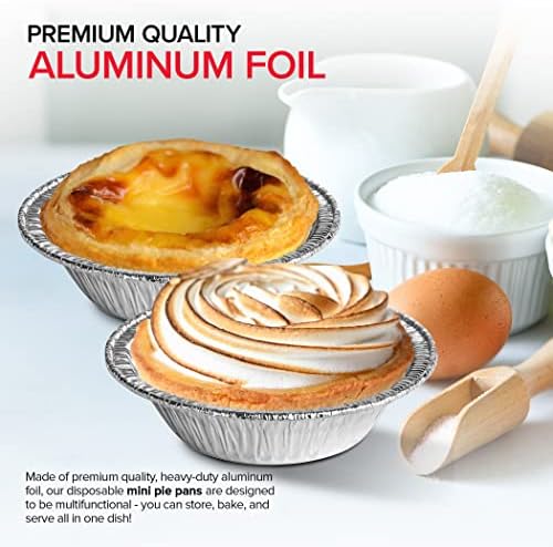 Stock Your Home 3 Inch Aluminum Foil Pie Pans (50 Count) Disposable & Recyclable Mini Pie Pans, Small Pie Tin for Baking, Cafes, and Restaurants, Durable Individual Pie Pan for Fruit Tarts, Quiche