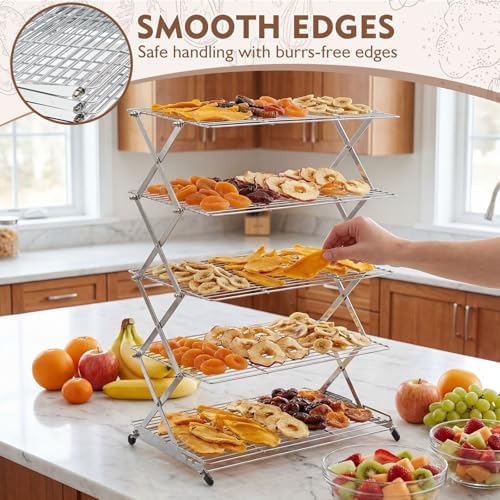 Novabright 5 Tier Collapsible Cooling Rack for Baking 16" x 10" Stainless