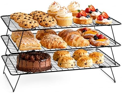 Cooling Rack 16"x10", 3-Tier Stackable & Collapsible Cooling Racks