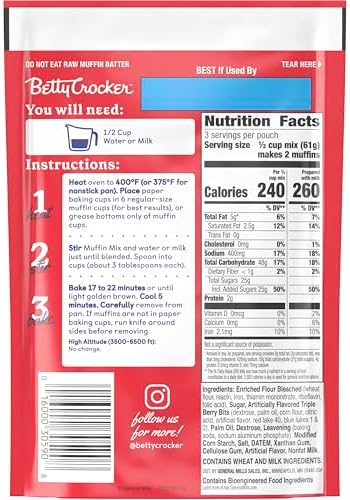 Betty Crocker Triple Berry Muffin Mix, 6.5 oz (Pack of 9)