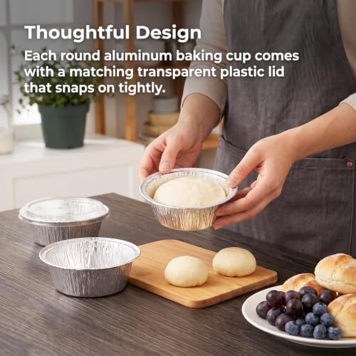 Thenshop 100 Pcs 5 Inch Mini Pie Tins with Lids Disposable Pie Pans