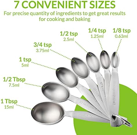 Spring Chef Stainless Steel Measuring Spoons Set of 7 with Leveler
