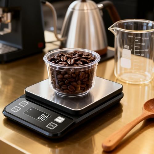 Waterproof Kitchen Scale, 5kg/11lb Food Scale Precisely Measures Grams and Ounces for Baking and Cooking, Stainless Stee Digital Scale with LCD Display Backlight for Food