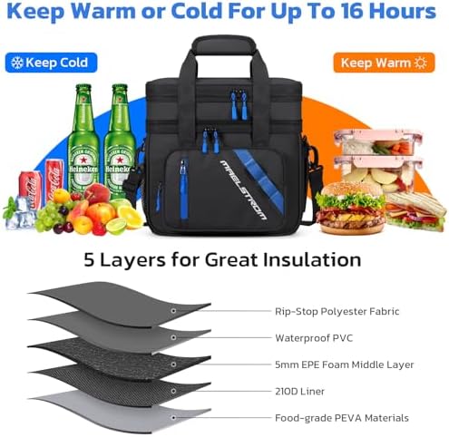 Maelstrom Insulated Lunch Box, 20L Double Deck Cooler Bag for Men Women