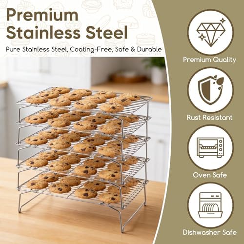 Herogo 5-Tier 15"x10" Stainless Steel Baking Cooling Rack