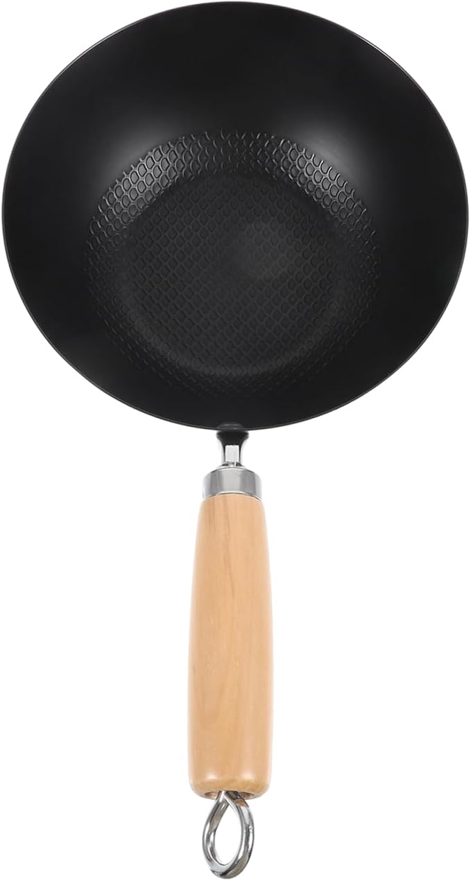 Cabilock Small Iron Pot Japanese Style Mini Wok 8 Inch Flat Bottom Cast Iron Pan for Single Serving Cooking Compatible with Induction Gas Electric Stoves