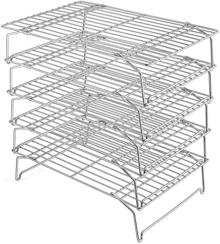 Leonyo 5-Tier 15x10IN Cookie Cooling Rack for Cooking Stackable Collapsible