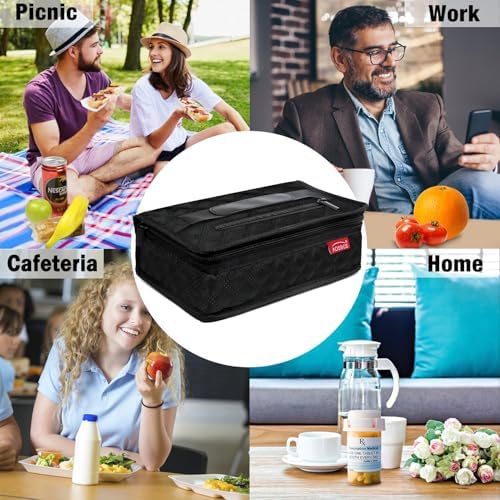 Aosbos Small Insulated Lunch Bag,Compact Black Lunch Box For Work