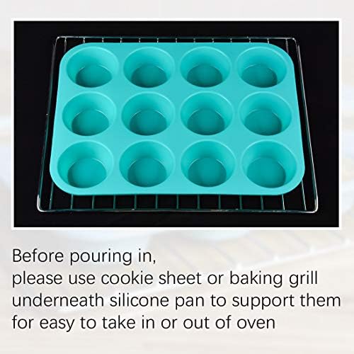 CAKETIME Silicone Muffin Pan Set, Cupcake Pans 12 Cups Silicone Baking Molds, Food Grade, Pinch Test Approved, Pack of 2