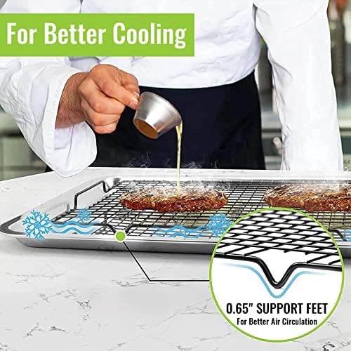 HULISEN Cooling Rack 4-Pack, 16 x 10 Inch Nonstick Baking Rack with Handles