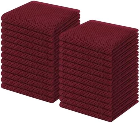 Homaxy 100% Cotton Waffle Weave Kitchen Dish Cloths 24-Pack, Burgundy