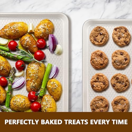 Wildone Baking Sheet Pan Set of 2, Honeycomb Embossed Nonstick Cookie Sheet