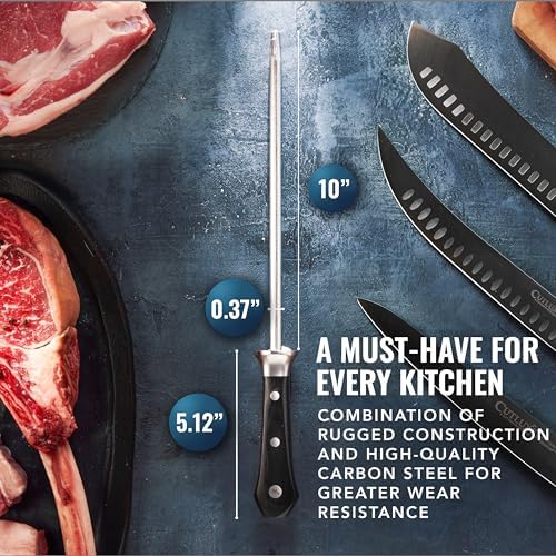 Cutluxe Honing Rod, 10" Knife Sharpener Steel – Honing Steel for Knives