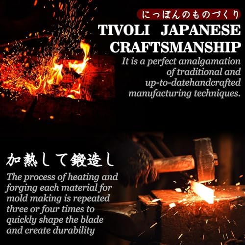 TIVOLI Hand Forged Ulu Knife - Mezzaluna Rocker Knife - Pizza Cutter