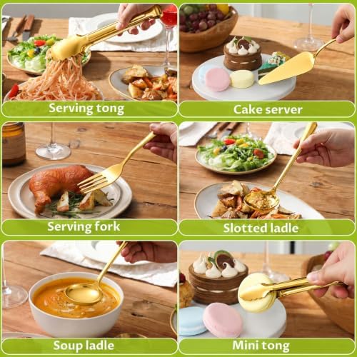 XEVOM 17 Pcs Serving Utensils, Stainless Steel Flatware Serving Tools Kit