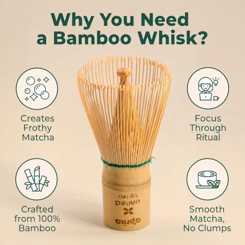 Aprika Life Matcha Whisk, Bamboo 100 Prong Chasen for Matcha Powder, Japanese Tea Ceremony Tool for Latte Drinks