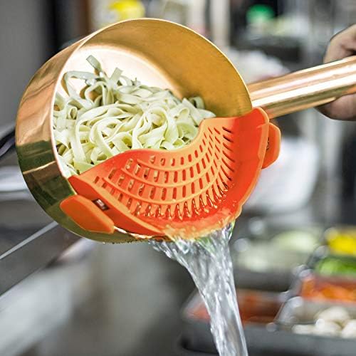 AUOON Clip On Strainer for Pots, Standard 8.86 x 3.55 in, Orange