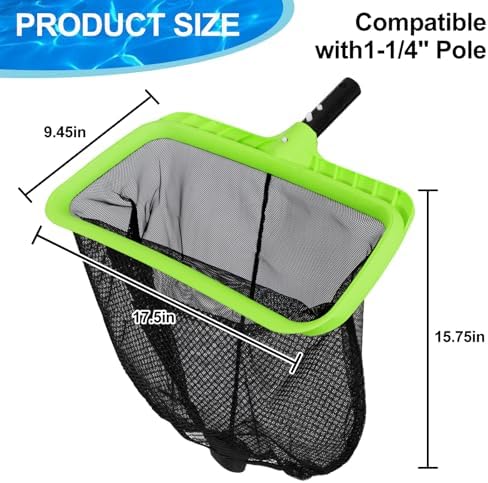 Sepetrel Swimming Pool Leaf Skimmer Net,Double-Layer & Reinforced Frame Deep Rake Nets