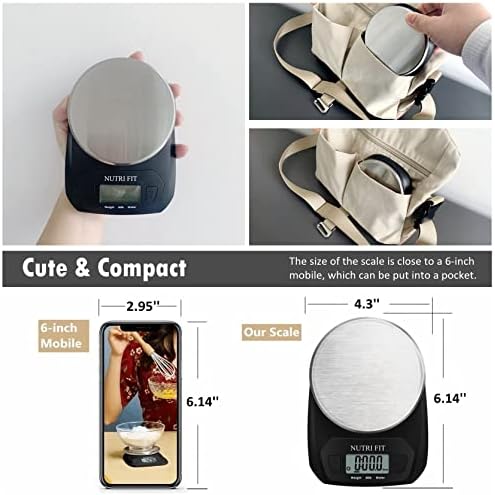 NUTRI FIT Digital Food Scale Small Kitchen Scales Weight in Grams Oz Black