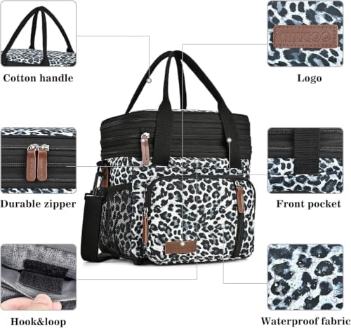 MIYCOO Lunch Bag for Women & Men, Expandable Double Deck Lunch Box, 15L