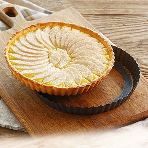 RICHSC-PAN Tart Pan, 9 Inch Tart Pans, Non-Stick Removable Loose Bottom Carbon Steel 9In Tart Pan, The 9.5 Inches at the Top and 9 Inches at the Bottom, With a Depth of 1.1 Inches. (Pack of 2)