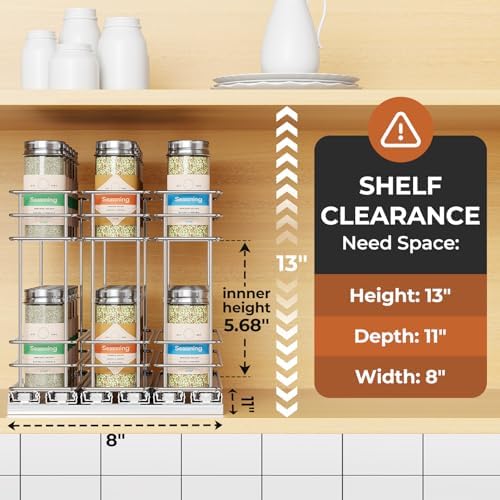 Mystozer Pull Out Spice Rack Organizer for Cabinet, Slide Out Spice Racks