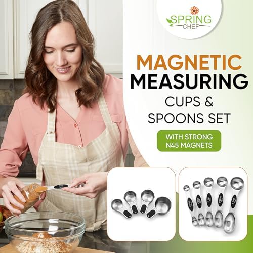 Spring Chef Magnetic Measuring Cups & Spoons Set of 9 with Leveler, Black