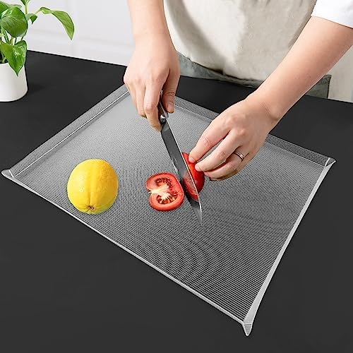 WK Flexible Plastic Cutting Boards Mats with Lip, Foldable Cutting Board for Kitchen Set of 3, Cutting Board for Meat, Nonslip Cutting Mats, BPA Free, Dishwasher Safe, Multi Colors