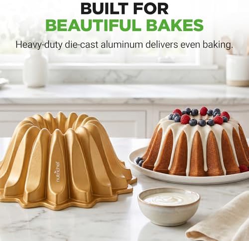 NutriChef 9 Inch Cake Pan - 7 Cups Die-Cast Aluminum Cake Mold for Baking - Sloped Edges for Uniform Baking, Nonstick for Easy Release and Even Bake, Durable Design, Ideal for Desserts and Casseroles