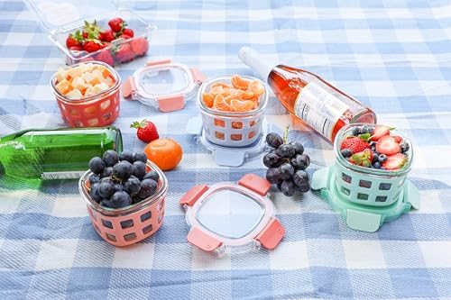 Ello Duraglass 2 Cup Glass Storage Containers with Lids, 4 Pack, Melon