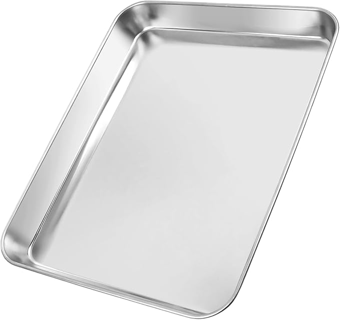 304 Stainless Steel Cookie Sheet, 12.4 * 9.5 Inch Baking Tray, Heat-Resistant Baking Sheet for Professional Kitchens and Home Baking, Silver