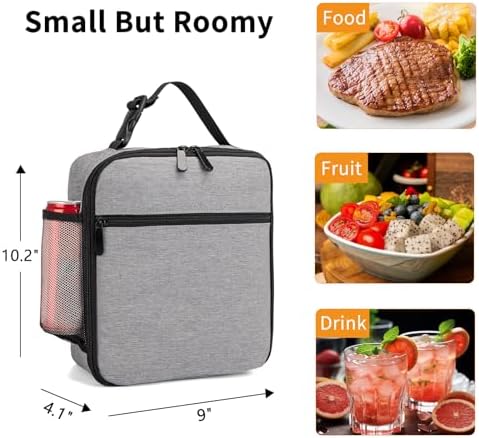 Lunch Box for Women Men Adult Insulated Lunch Bag Women Men Small Reusable Lunchbox for Work Picnic Travel (Gray)