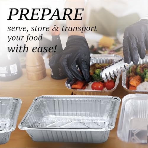 (55 Count) 2.25LB Aluminum Containers with Lids (8.5"x6") - Disposable Foil Container for Takeout, Baking, Freezing, Food Storage - Aluminum Pans with Lids, To Go Containers