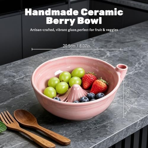 Ceramic Berry Washing Bowl with Auto-Spin Swirl Drainage