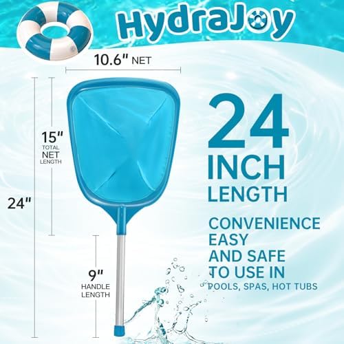 Pool Net, Professional Swimming Pool & Hot Tub Skimmer Net Accessories, Pool Leaf Rake Cleaning Tool with Pole, Fine Nylon Mesh Bag, Easy to Clean Bugs,Leaves,Debris(Blue)
