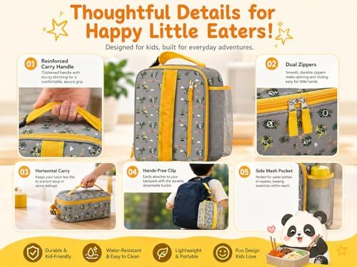Lunch Box Kids,Cute Cartoon Insulated Lunch bag for Kids Boys Girls Portable Lightweight Small Lunchbox Special Design for school Picnic Outdoor