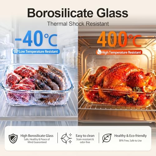 8 Pack Glass Food Storage Containers with Lids(Green)