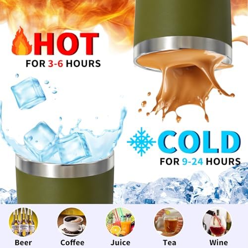 HAOLI 1 Pack 20oz Stainless Steel Tumbler with Lid/Army Green