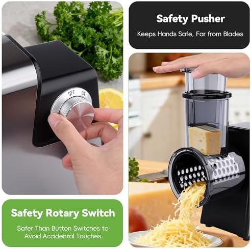 Electric Cheese Grater 7 in 1,Stainless Steel Salad Shooter,Slicer Shredder
