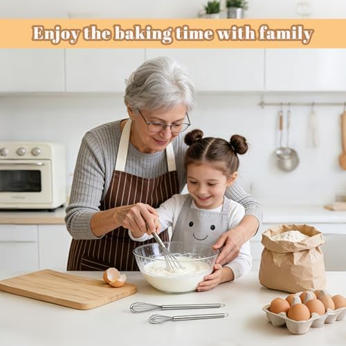 Whisks for Cooking, 3 Pack Mini Whisk for Whisking, 7"+9"+11" Tiny Stainless Steel Wire Whisk Set for Baking, Blending Eggs & Sauces, Heavy Duty Rust Proof