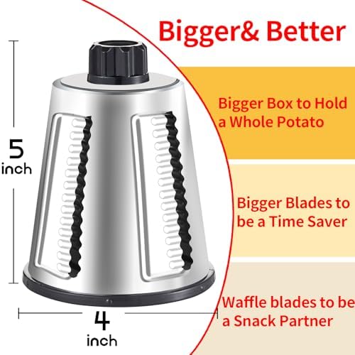 Weltonhm 4 in 1 Large Rotary Cheese Grater Hand Crank (Grey, 4 Graters)