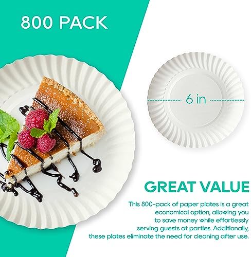 JOLLY PARTY 6Inch 800Count White Paper Plates Everyday Disposable Plate