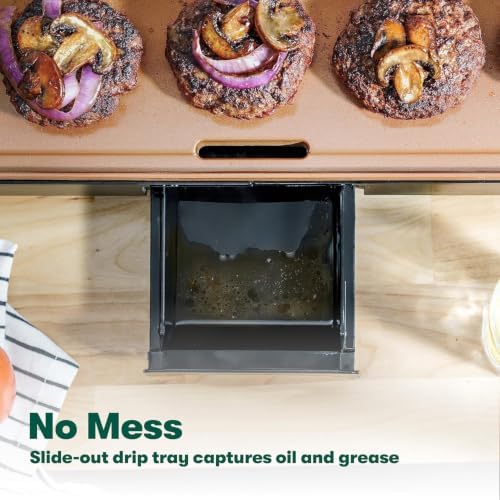 bella XL 12"x22" Electric Ceramic Titanium Non-Toxic Griddle, Copper/Black