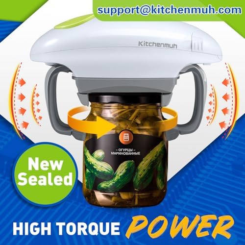 KITCHENMUH Higher Torque Electric Jar Opener for Seniors with Arthritis Fit Almost Jars Size, Automatic Jar Opener for Weak Hands, Hands Free Battery Operated Bottle Opener for Arthritic Hands (White)