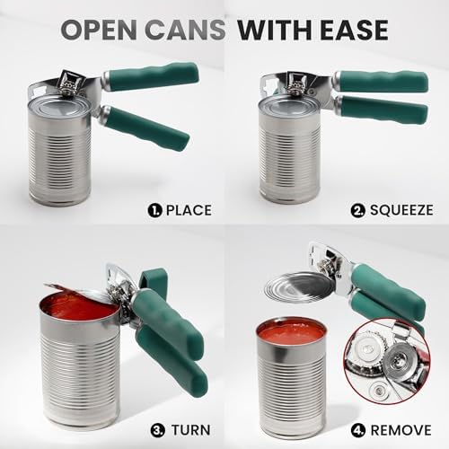 Zulay Kitchen Manual Can Opener Heavy Duty Patented Stainless Steel, Pine