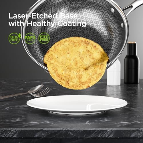 COOKER KING 10" Hybrid Wok Pan with Lid, Nonstick Deep Skillet for Stir-Fry