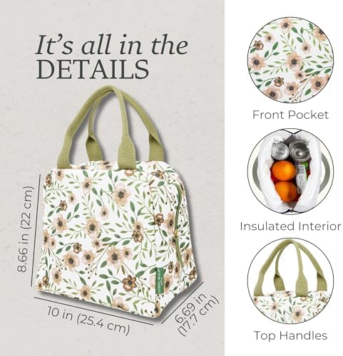 Steel Mill & Co. Insulated Lunch Tote Bag for Women, Woodland Floral