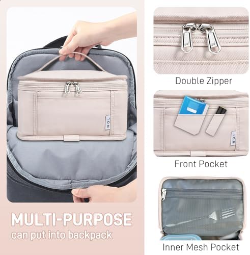 NOL Small Lunch Bag Mini Lunch Box Insulated Lunch Bag for Men/Women Leakproof Cooler Tote Bag Lightweight Nylon Waterproof Lunch Box For Work, Cream