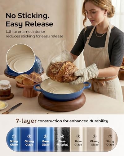 5QT Enameled Cast Iron Sourdough Bread Oven for Homemade, Blue