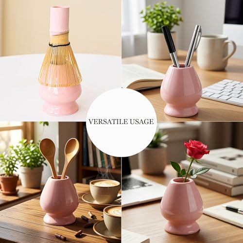 Ceramic Matcha Whisk Holder Stand for Bamboo Matcha Chasen (Pink)